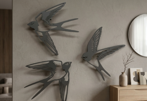 Modern Kırlangıç Duvar Dekoru - 3'lü Set