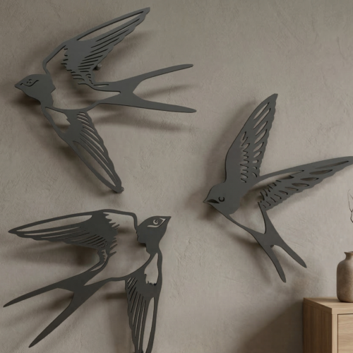 Modern Kırlangıç Duvar Dekoru - 3'lü Set